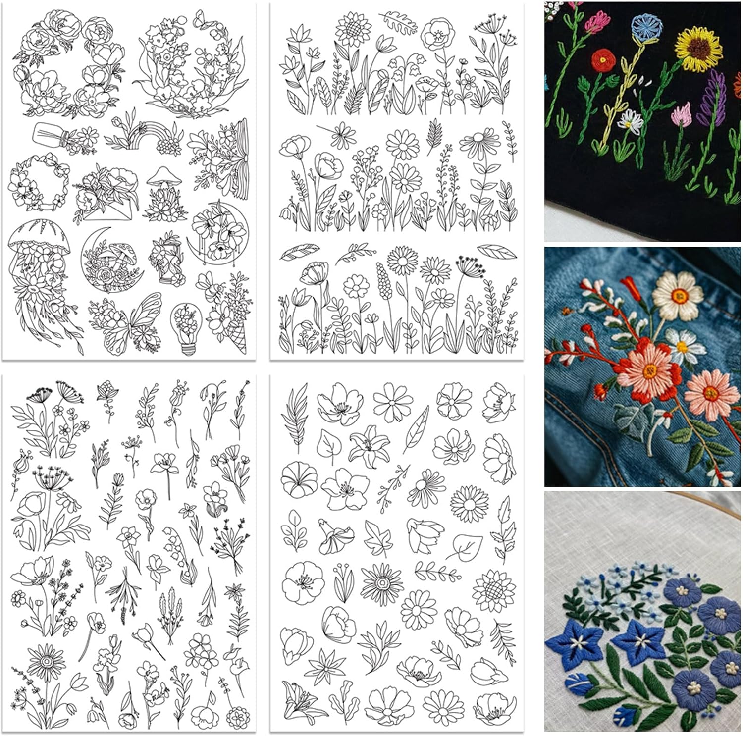 Embroidery Meaning - 4 Sheets Water Soluble Embroidery Patterns