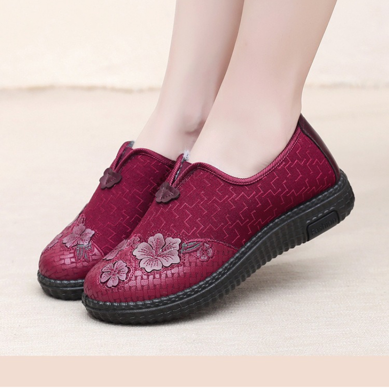 Embroidery Online - Women Winter Plush Lined Slip‑On Shoes