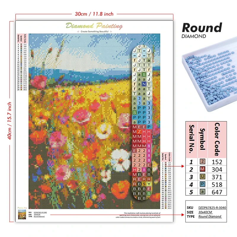 1pc Frameless 5d DIY Diamond A - Embroidery Bali recension och pris