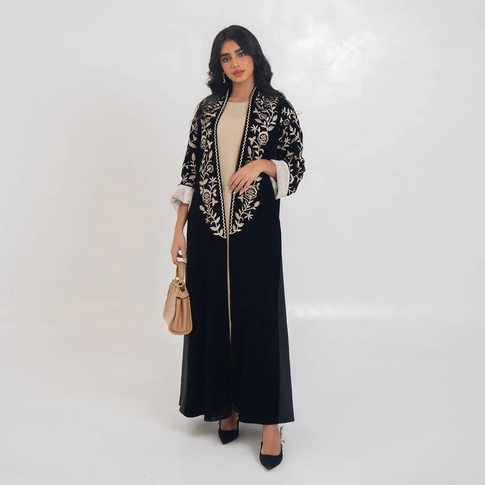 Velvet Open Abaya Dubai Kaftan - Embroidery Kebaya recension och pris