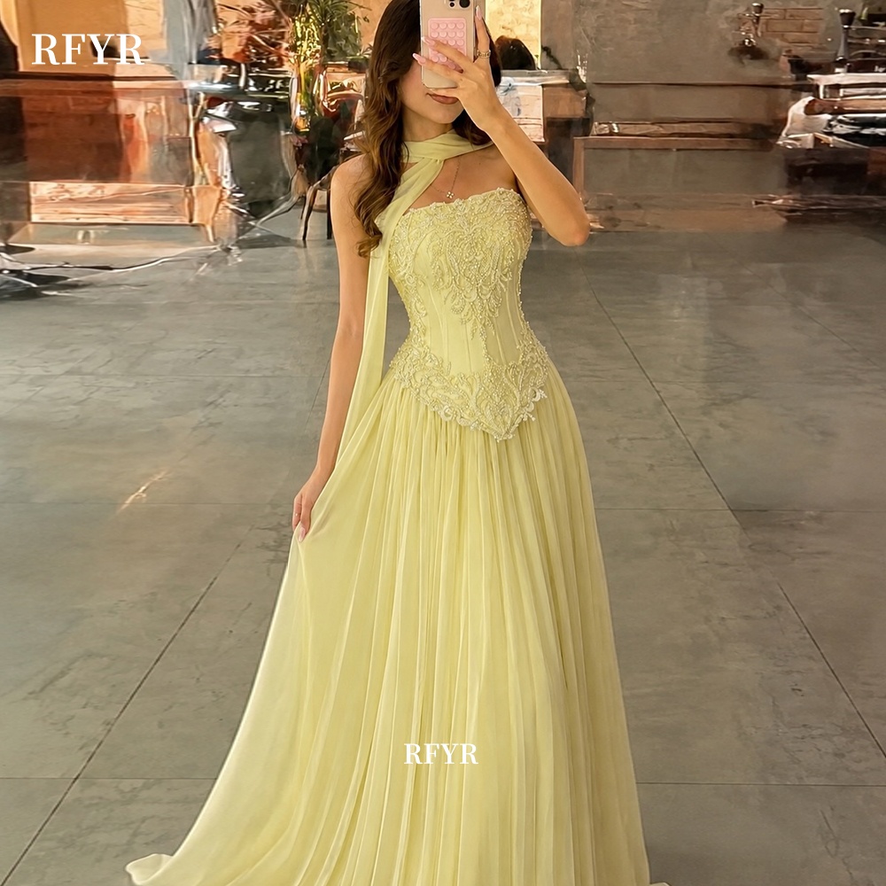 RFYR Yellow Prom Dress with La - Embroidery Yellow Dress recension och pris