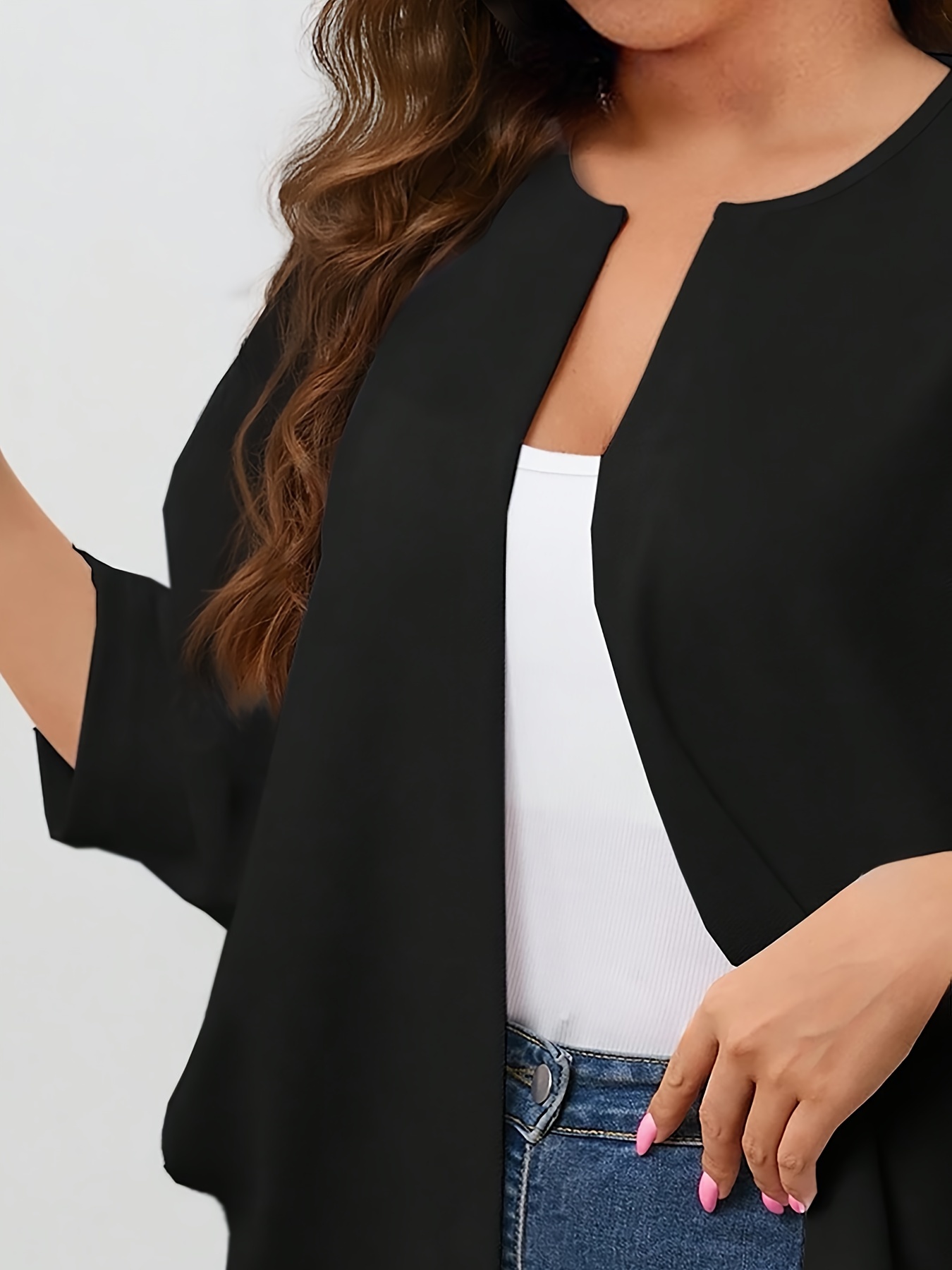 Plus Size Women's Open Front C - Embroidery Online recension och pris