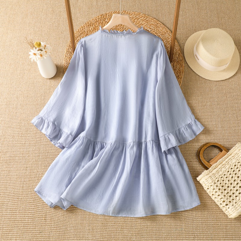 Elegant Purple Floral Embroide - Embroidery Cotton Shirt recension och pris