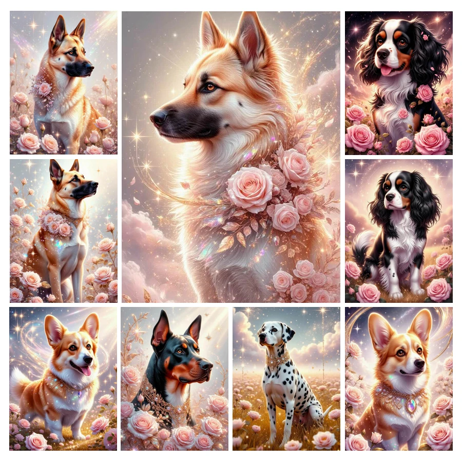Cute Dog and Flower Diamond Pa - Embroidery Rose recension och pris